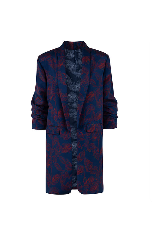 Blue Printed Oversized Blazer